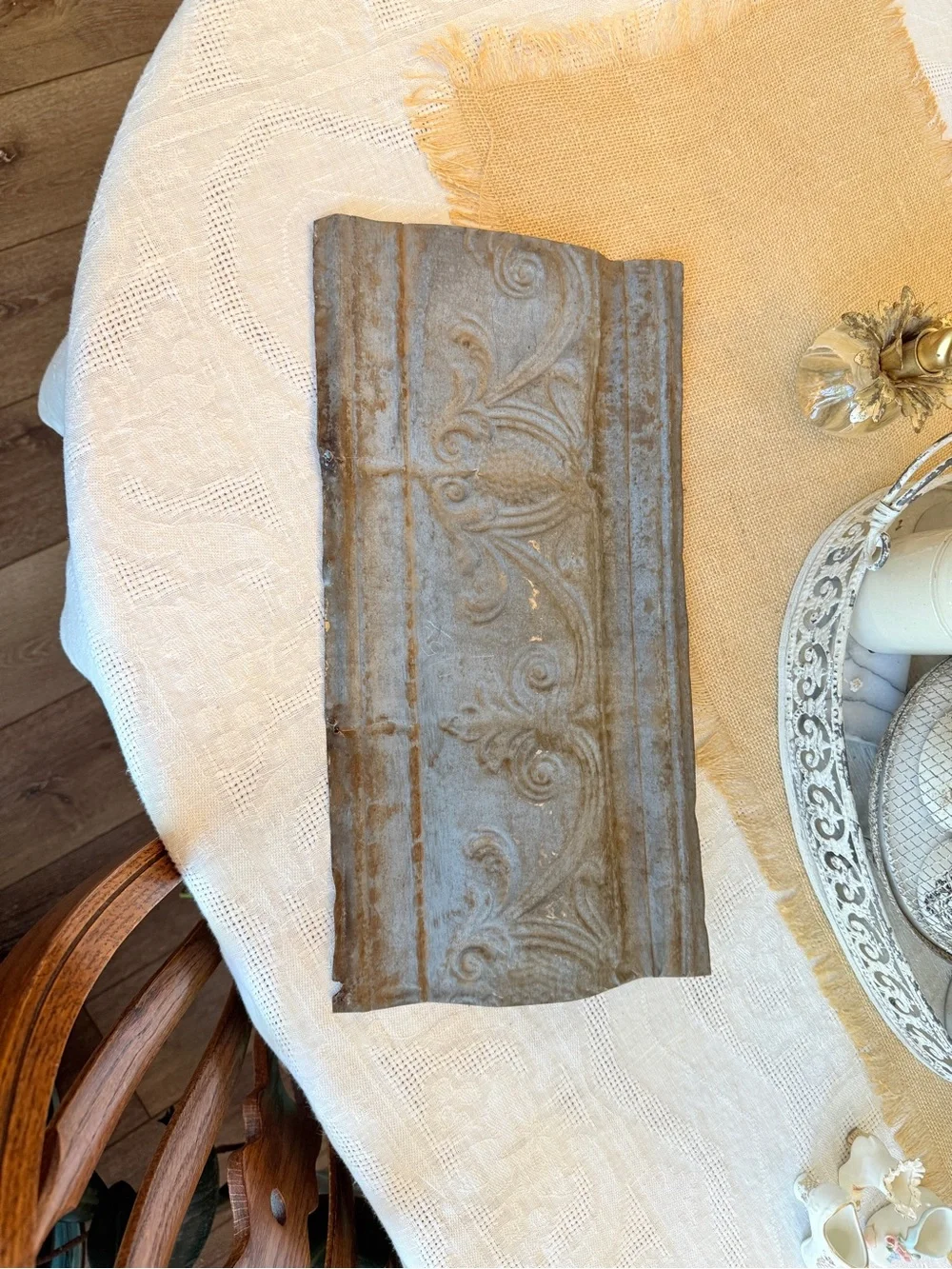 Antique Pressed Tin Ceiling Cove - Salvaged Architectural Panel